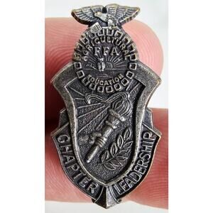 Vtg FFA Future Farmers Of America Chapter Leadership Lapel Pin Silver Tone Metal